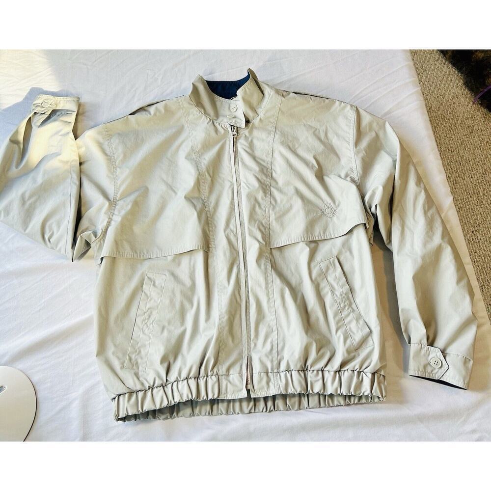 VTG Mens Members Only Jacket Adult Large Beige Bomber Motorcycle Zip Crest Logo